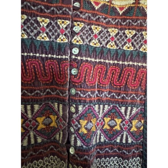 Johnny Was JWLA Rebekah Velvet Button Djellaba Midi Dress Silk Blend Size S Boho - Picture 6 of 9